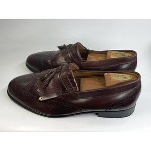 J&M Limited Formal Shoes Mens Burgundy Leather Tassel Wingtip Size  US 12M